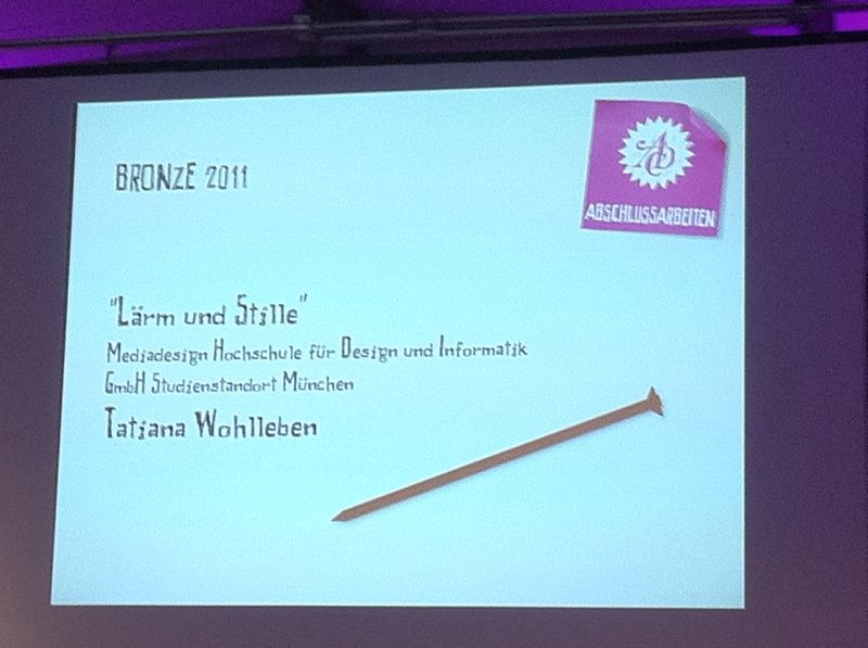 „Lärm und Stille“ gewinnt bronzenen Nagel beim ADC 2011 