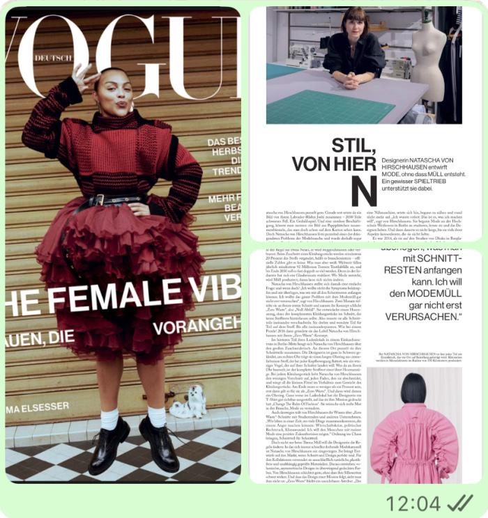 Prof. Natascha von Hirschhausen in der Vogue. / Prof. Natascha von Hirschhausen featured in the Vogue.