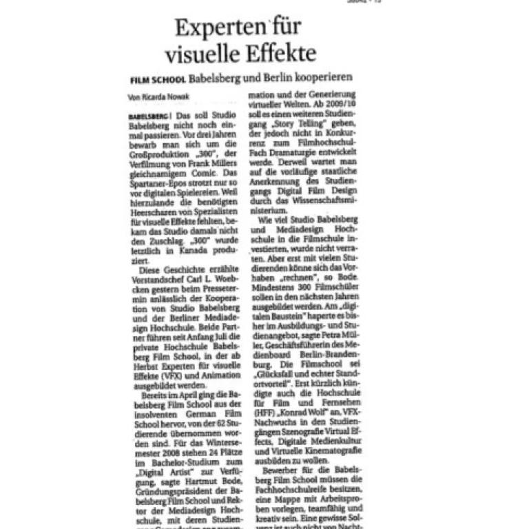 Märkische Allgemeine: Experten für visuelle Effekte