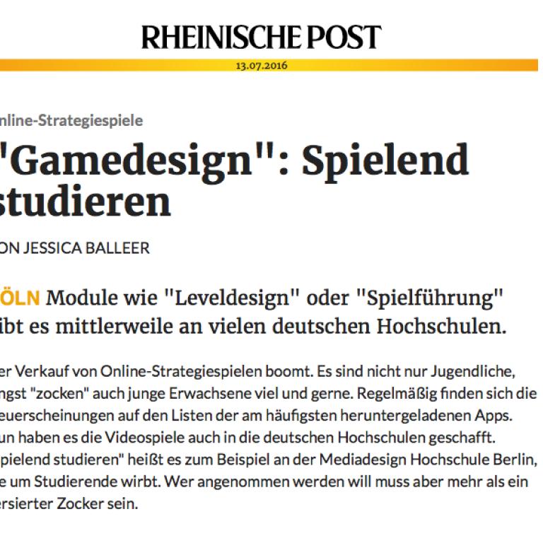Rheinische Post: Gamedesign, Spielend studieren
