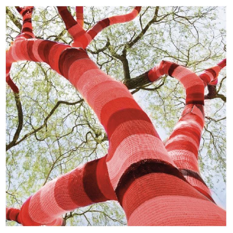 Lasst rote Bäume sprechen – Urban Knitting in Düsseldorf